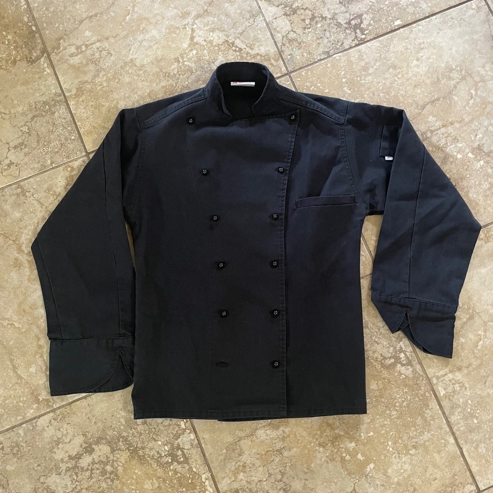 Uncommon Threads Black Chef Coat XS Double Breasted Long Sleeve Kitchen Jacket